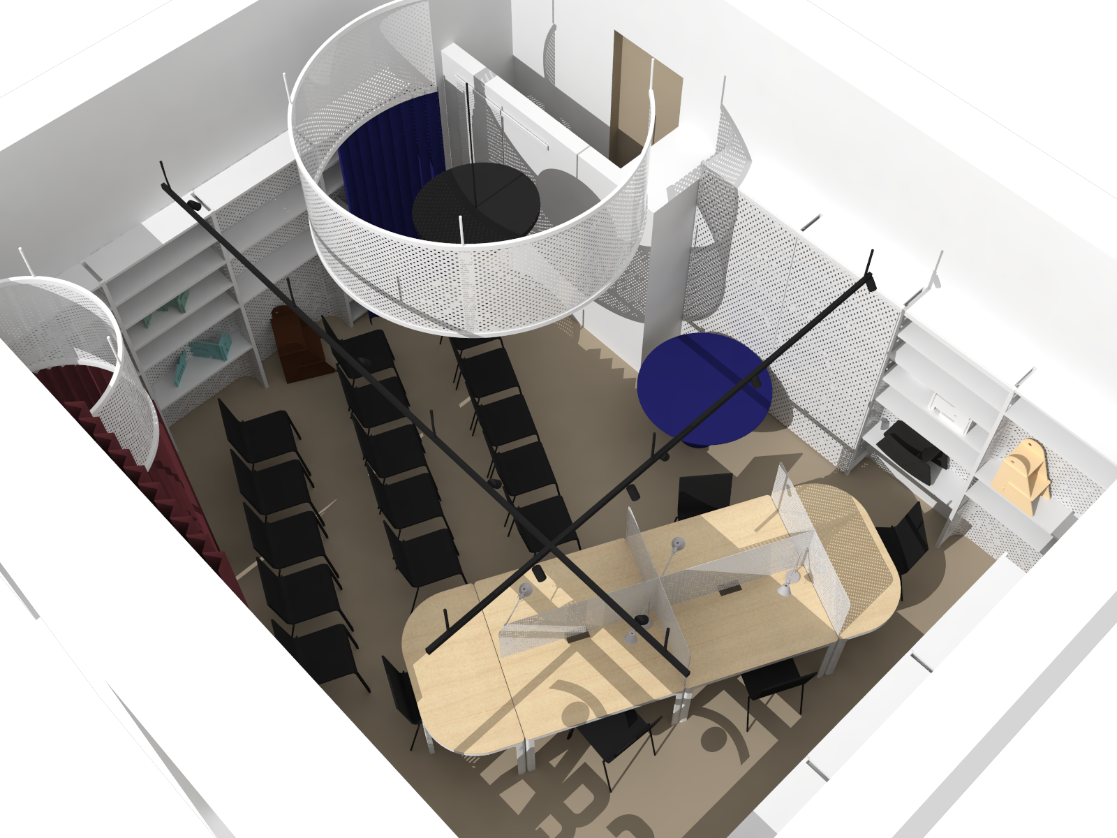 coworkingové centrum Opava Bezručovo náměstí Návrh interiéru sdílené kanceláře a showroomu AB3 space, Opava, prodej showroom designové doplňky vitra moroso artemide mixmag 
