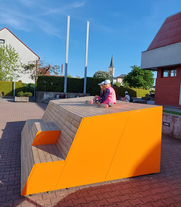 Cyklobox a modulární sedací systém, městský mobiliář, průmyslový a produktový design
