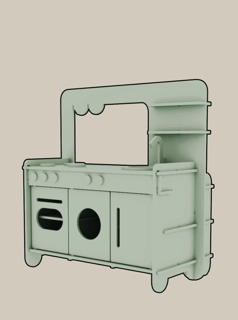 grafika multifunkční dětská dřevěná kuchyňka divadlo obchůdek, minimalistický design pro děti nadčasová cnc březová překližka, design pro děti, mixmag studio ing. arch. Pavla Tylichová