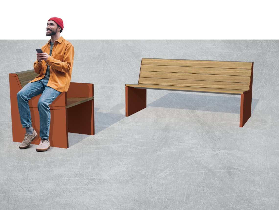 parkové lavice lavičky a městské stoličky Fully, městský mobiliář a venkovní nábytek, průmyslový a produktový design ing. arch. Pavla Tylichová