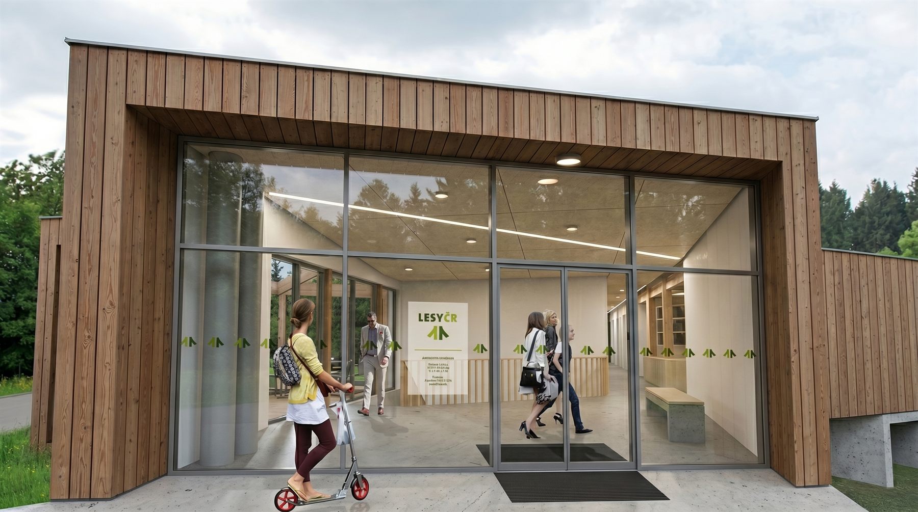 vizualizace vstupu Architektonická studie administrativní budovy lesní spravy v Hořicích