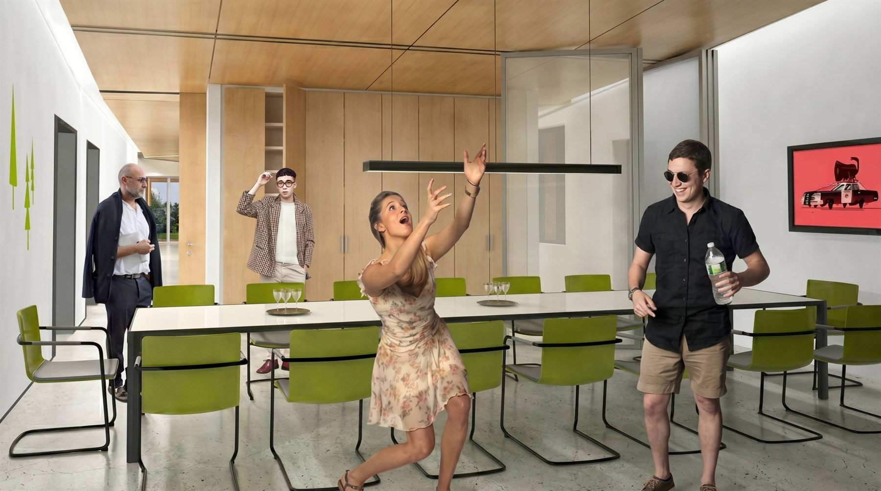 vizualizace interiéru návrh administrativní budova Lesní správa Hořice Architektonická studie administrativní budovy lesní správy v Hořicích