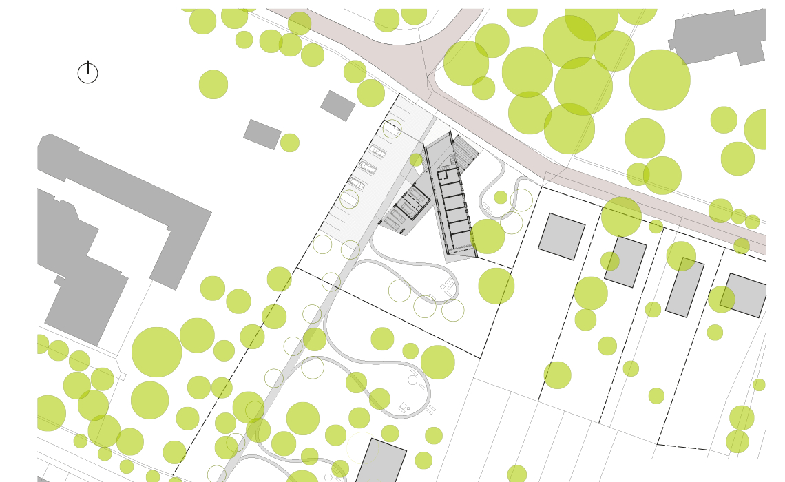 vsituace návrh administrativní budova Lesní správa Hořice Architektonická studie administrativní budovy lesní správy v Hořicích