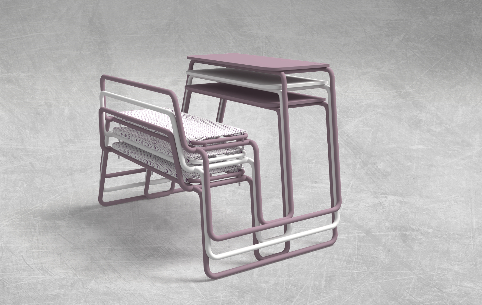 stohovatelnost piknikový kompaktní stůl stabilní s výpletem design venkovního nábytku ing. arch. Pavla Tylichová