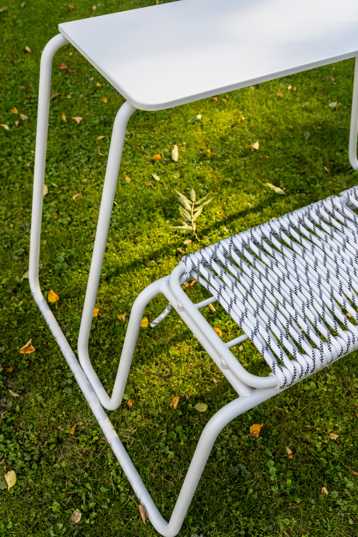 lanový výplet sedáku podélného piknikového stolu Line produktový design venkovní nábytek mobiliář ing. arch. Pavla Tylichová