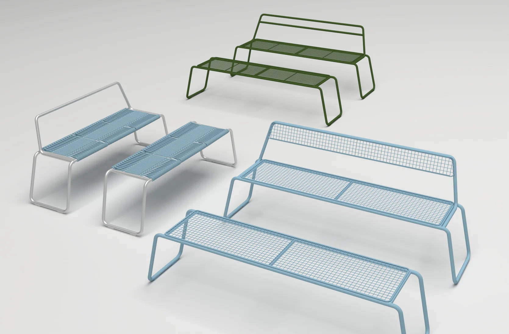 produktová řada lavic a laviček Line Solo, varianty sedáků a opěrek, produktový design ing. arch. Pavla Tylichová