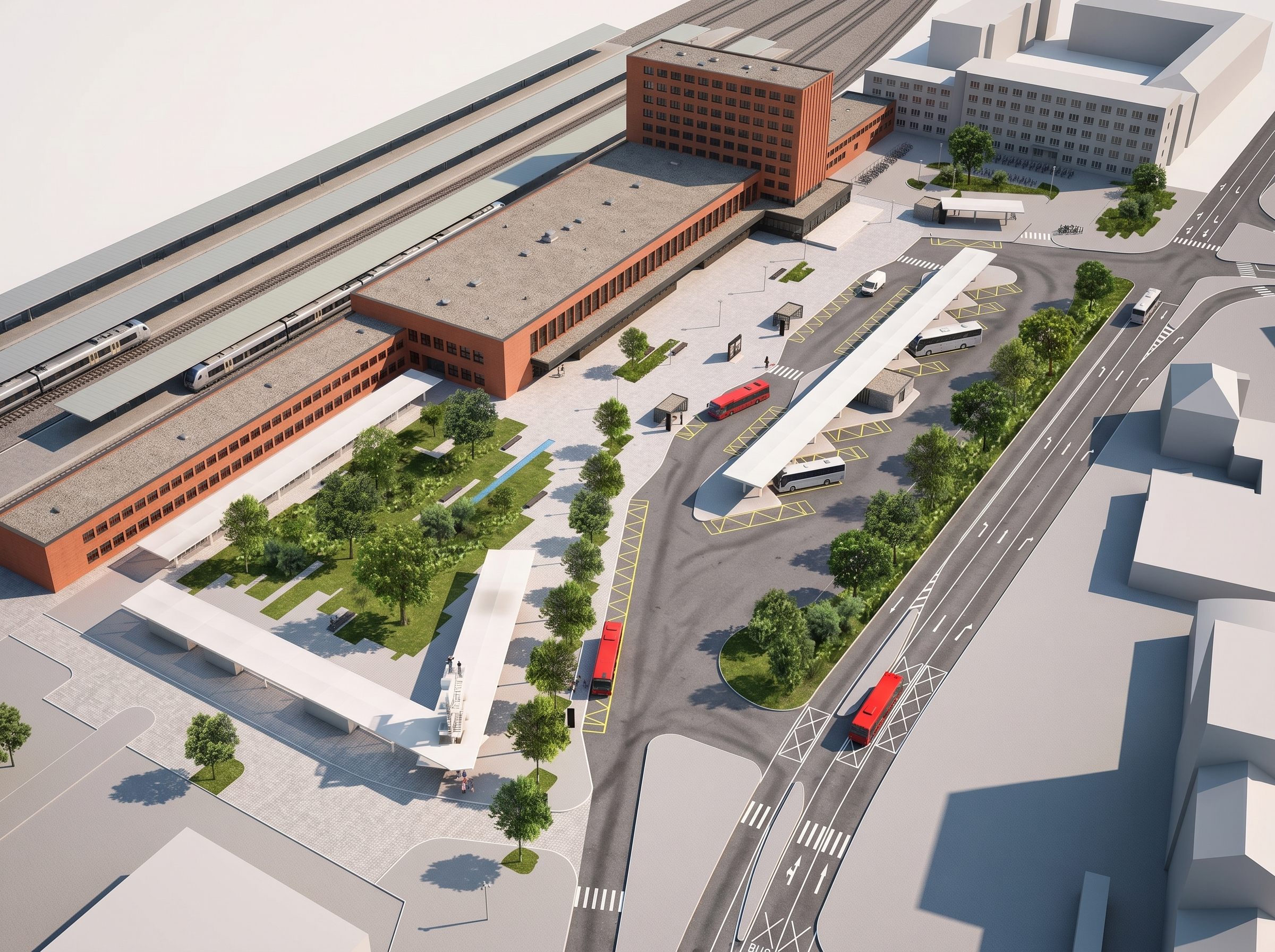 návrh prostoru Pardubického přednádraží  urbanismus celkováý pohled