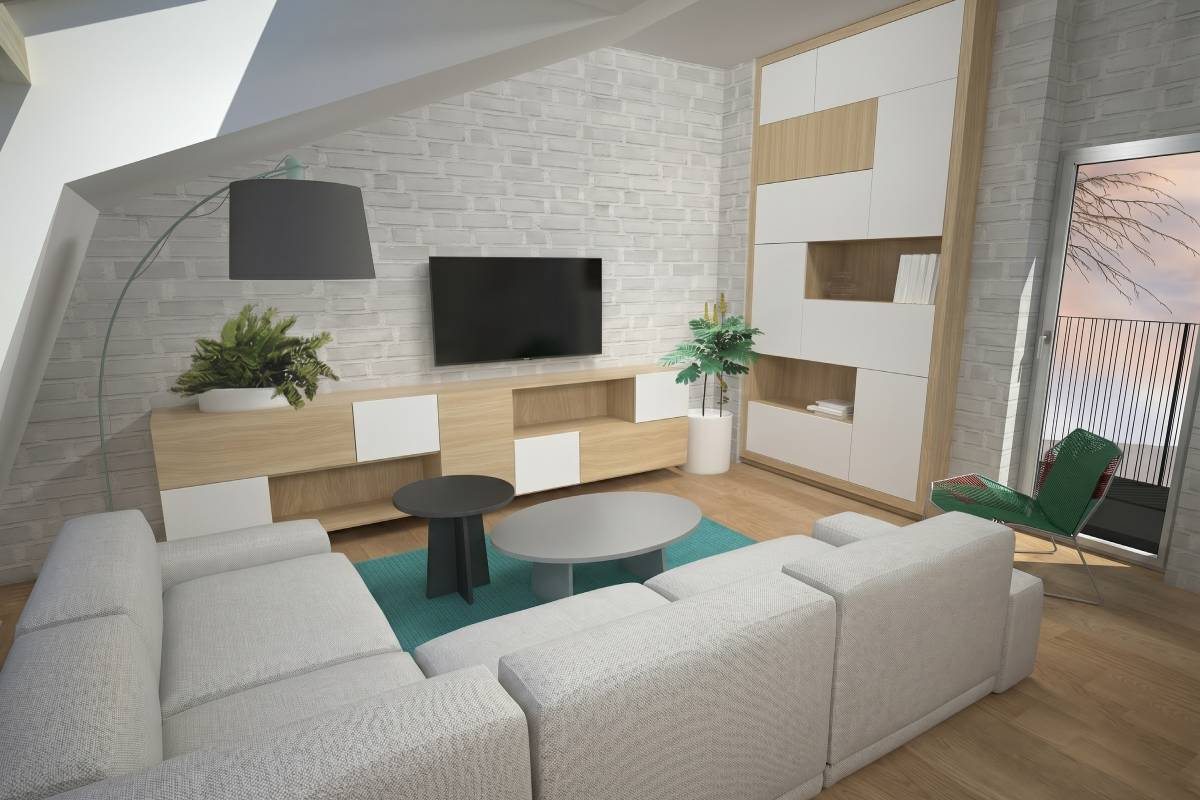 design interiéru podkrovní kuchyně malý byt, interiér návrh