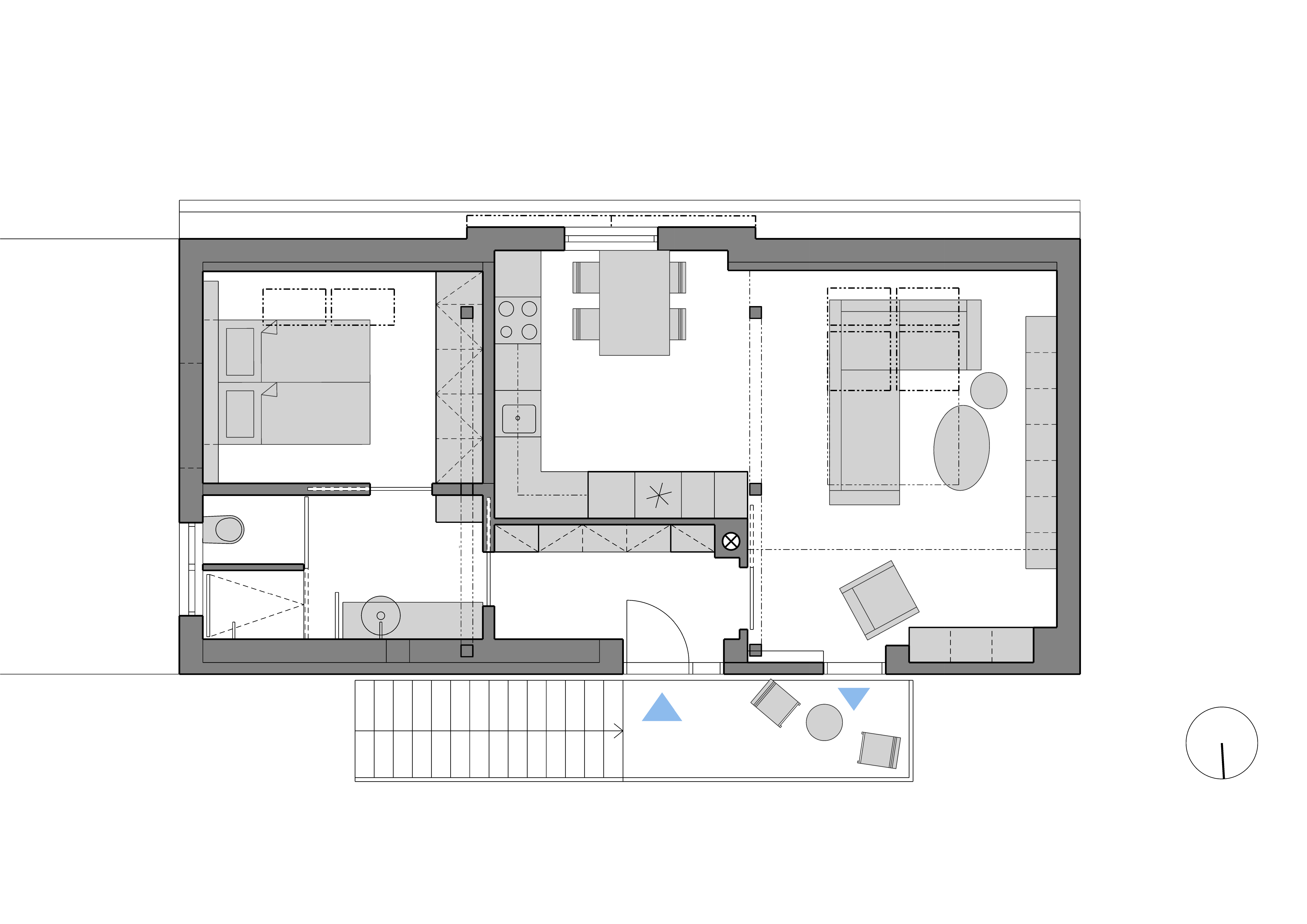 návrh malého podkrovního bytu, půdní vestavba architektura design interiéru