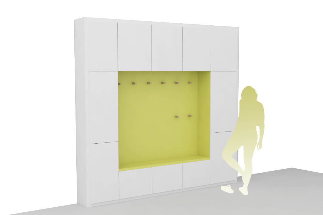 návrh nábytku design předsíňová skříň s nikou do podkrovního bytu