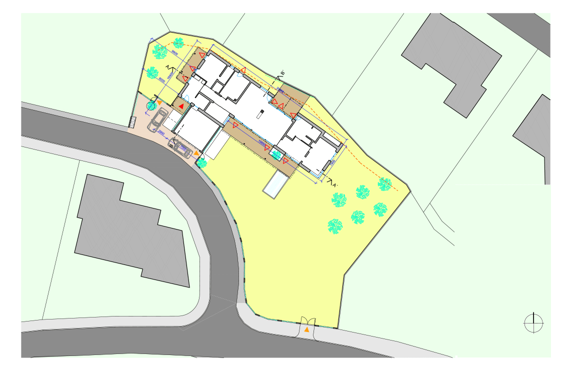 Architektonický návrh a realizace rodinného domu v Pardubicích. Situace