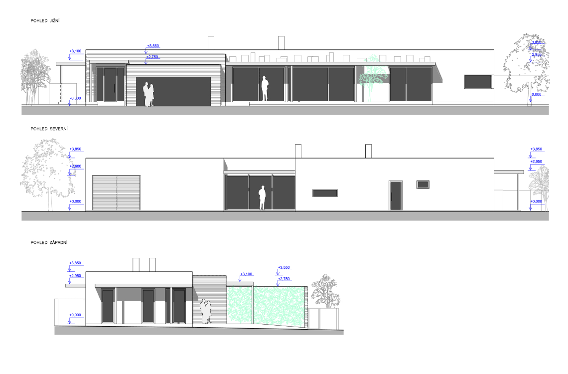 Architektonický návrh a realizace rodinného domu v Pardubicích. pohledy