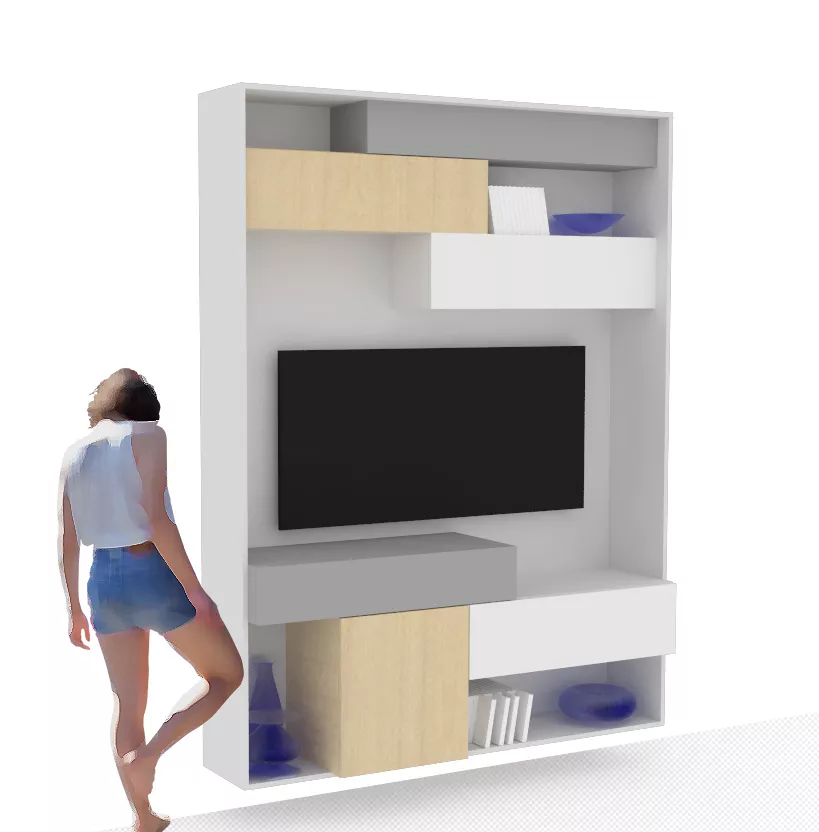 design nábytku vysoká závěsná tv skříň