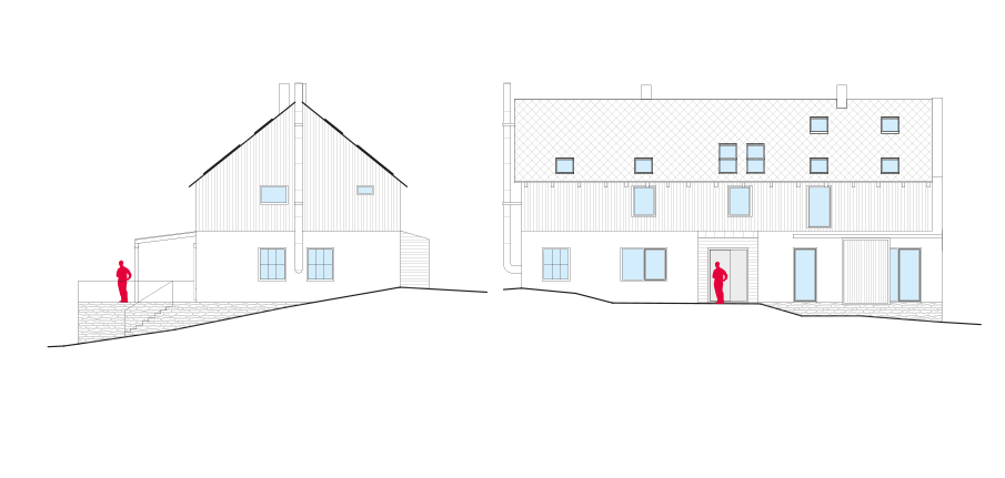 Pohledy rekreační chata v Rokytnici, architektura, návrh, strudie rekonverze stolařské dílny